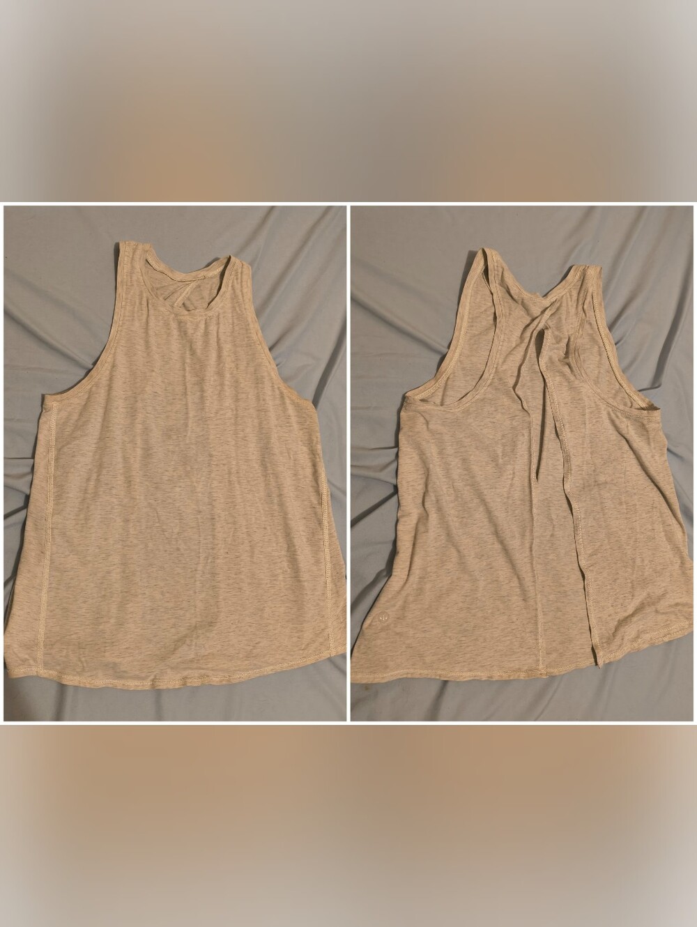 Lululemon Light Heathered Gray Split Back Tank Top